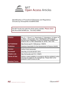 Identification of Functional Elements and Regulatory Circuits by Drosophila modENCODE Please share