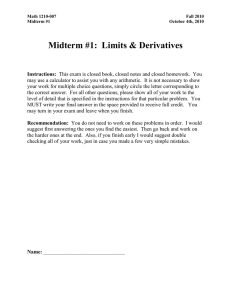 Midterm #1:  Limits &amp; Derivatives