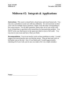 Midterm #2:  Integrals &amp; Applications