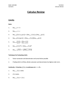 Calculus Review Limits