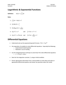 Logarithmic &amp; Exponential Functions Differential Equations