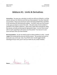 Midterm #1: Limits &amp; Derivatives