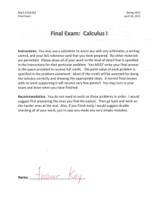 Final Exam: Calculus I