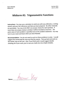 Midterm #1: Trigonometric Functions