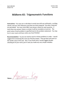 Midterm #2: Trigonometric Functions