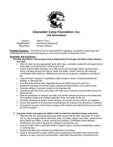 Clearwater Camp Foundation, Inc. Job Description Classification: