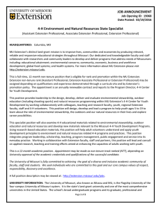 JOB ANNOUNCEMENT 4-H Environment and Natural Resources State Specialist