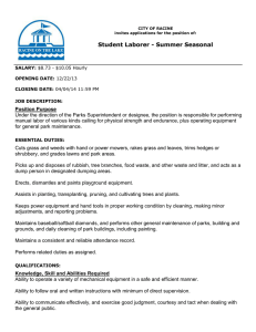 Student Laborer - Summer Seasonal