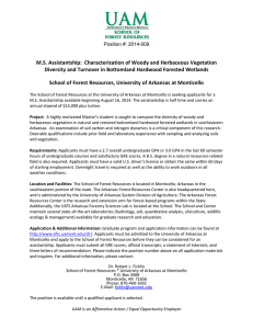M.S. Assistantship:  Characterization of Woody and Herbaceous Vegetation  Diversity and Turnover in Bottomland Hardwood Forested Wetlands 