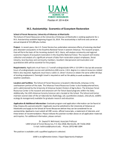 M.S. Assistantship:  Economics of Ecosystem Restoration   Position #: 2014-004  