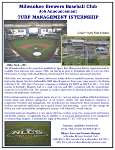 Milwaukee Brewers Baseball Club TURF MANAGEMENT INTERNSHIP Job Announcement Helfaer Youth Field Complex