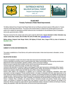 OUTREACH NOTICE MALHEUR NATIONAL FOREST GS-462-06/07 Forestry Technician (Timber Stand Improvement)