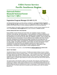 USDA Forest Service Pacific Southwest Region Outreach Notice Klamath National Forest