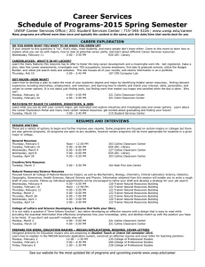Career Services Schedule of Programs-2015 Spring Semester