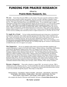 FUNDING FOR PRAIRIE RESEARCH  Prairie Biotic Research, Inc. offered by