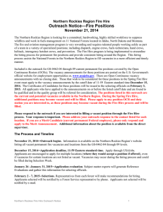 Outreach Notice—Fire Positions  November 21, 2014 Northern Rockies Region Fire Hire