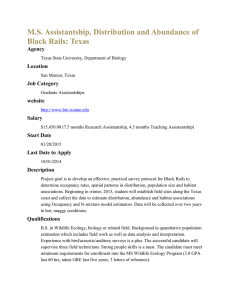 M.S. Assistantship, Distribution and Abundance of Black Rails: Texas Agency