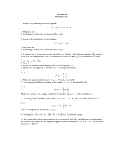 Calculus III Practice Exam 2 xy