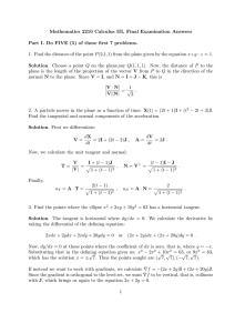 Mathematics 2210 Calculus III, Final Examination Answers