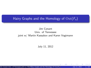 Hairy Graphs and the Homology of Out(F ) Jim Conant Univ. of Tennessee