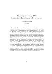 REU Proposal Spring 2008: Surface impedance tomography for sea ice Christian Sampson 1/17/08