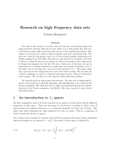Research on high frequency data sets Nicholas Humphreys