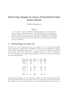 Detecting change in mean of functional data observations Nicholas Humphreys