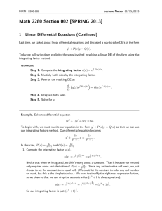 Math 2280 Section 002 [SPRING 2013] 1 Linear Differential Equations (Continued)