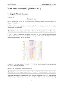 Math 2280 Section 002 [SPRING 2013] 1 Logistic Models Summary