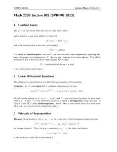 Math 2280 Section 002 [SPRING 2013] 1 Function Space