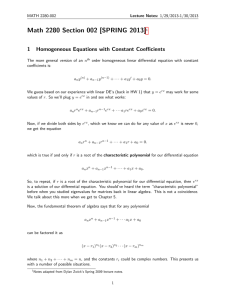2013] 1 Homogeneous Equations with Constant Coefficients