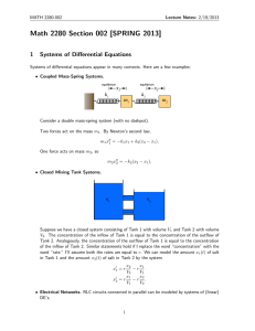 Math 2280 Section 002 [SPRING 2013] 1 Systems of Differential Equations