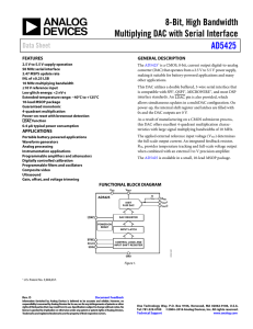 8-Bit, High Bandwidth Multiplying DAC with Serial Interface AD5425 Data Sheet