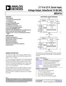 2.7 V to 5.5 V, Serial-Input, Voltage Output, Unbuffered 16-Bit DAC AD5541A