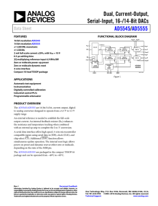 Dual, Current-Output, Serial-Input, 16-/14-Bit DACs /