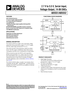 2.7 V to 5.5 V, Serial-Input, Voltage-Output, 14-Bit DACs AD5551/AD5552