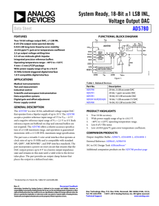 System Ready, 18-Bit ±1 LSB INL, Voltage Output DAC AD5780 Data Sheet