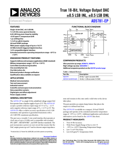 True 18-Bit, Voltage Output DAC ±0.5 LSB INL, ±0.5 LSB DNL AD5781-EP