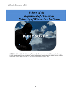 Bylaws of the Department of Philosophy University of Wisconsin – La Crosse