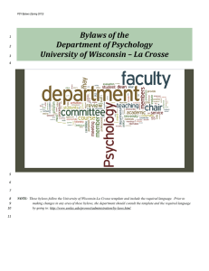 Bylaws of the Department of Psychology University of Wisconsin – La Crosse