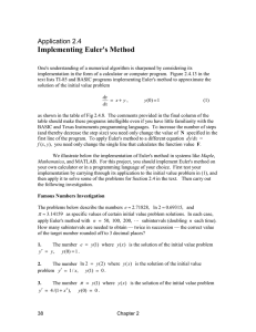 Implementing Euler's Method  Application 2.4