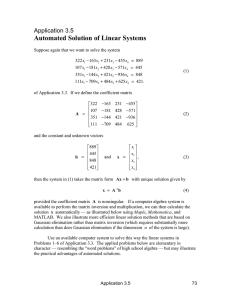 Automated Solution of Linear Systems Application 3.5
