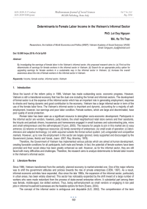 Determinants to Female Labor Income in the Vietnam’s Informal Sector