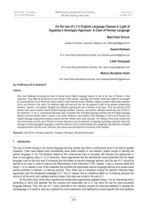 On the Use of L1 in English Language Classes in... Vygotsky’s Genotypic Approach: A Case of Persian Language