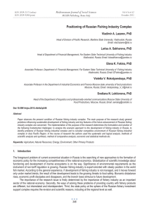 Positioning of Russian Fishing Industry Complex Mediterranean Journal of Social Sciences