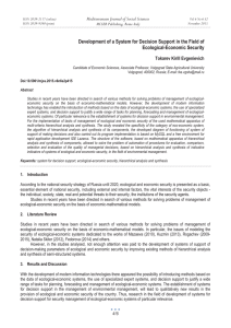 Development of a System for Decision Support in the Field... Ecological-Economic Security Mediterranean Journal of Social Sciences Tokarev Kirill Evgenievich