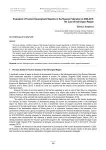 Evaluation of Tourism Development Situation in the Russian Federation in... The Case of Kaliningrad Region