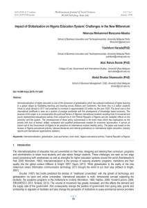 Impact of Globalization on Nigeria Education System: Challenges in the... Mediterranean Journal of Social Sciences Ndanusa Mohammed Manzuma-Ndaaba MCSER Publishing, Rome-Italy