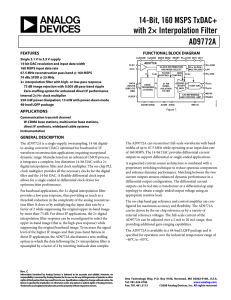 14-Bit, 160 MSPS TxDAC+ with 2× Interpolation Filter AD9772A