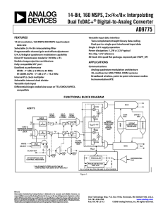 AD9775 14-Bit, 160 MSPS, 2×/4×/8× Interpolating Dual TxDAC+ Digital-to-Analog Converter